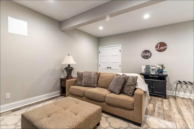 3008 Hill St Unit 313, Lynchburg, VA 24501 - living room featuring baseboards, light wood-type flooring, and recessed lighting