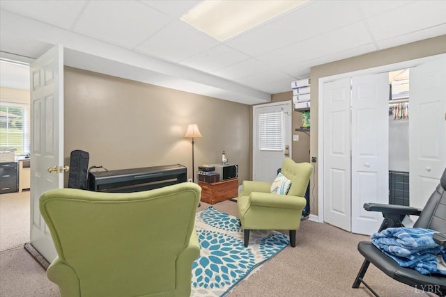 2098 Sunburst Rd, Evington, VA 24550 - living area with a paneled ceiling and carpet floors