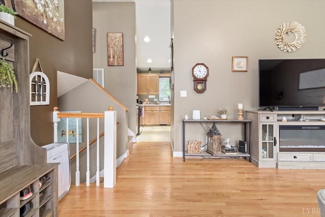 2098 Sunburst Rd, Evington, VA 24550 - foyer entrance featuring light wood-style flooring and baseboards