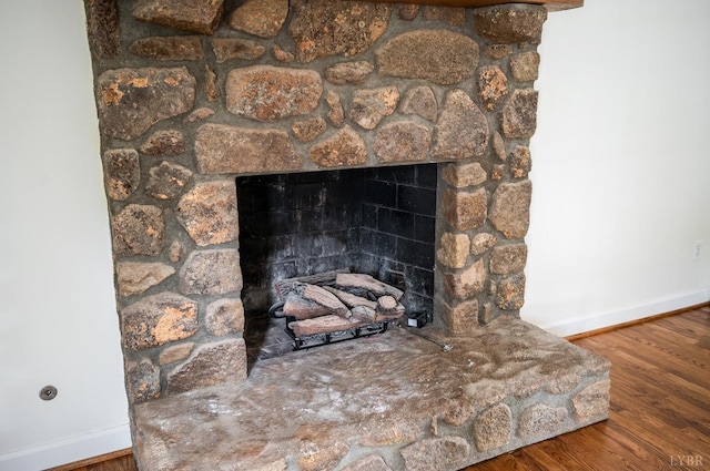 302 Spring Lake Rd, Forest, VA 24551 - interior details with baseboards, a fireplace, and wood finished floors