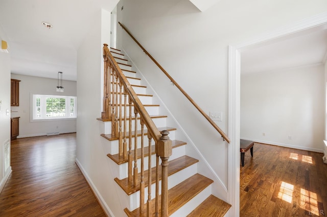 302 Spring Lake Rd, Forest, VA 24551 - staircase with baseboards and wood finished floors