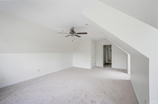 302 Spring Lake Rd, Forest, VA 24551 - bonus room with a ceiling fan, baseboards, light colored carpet, and vaulted ceiling