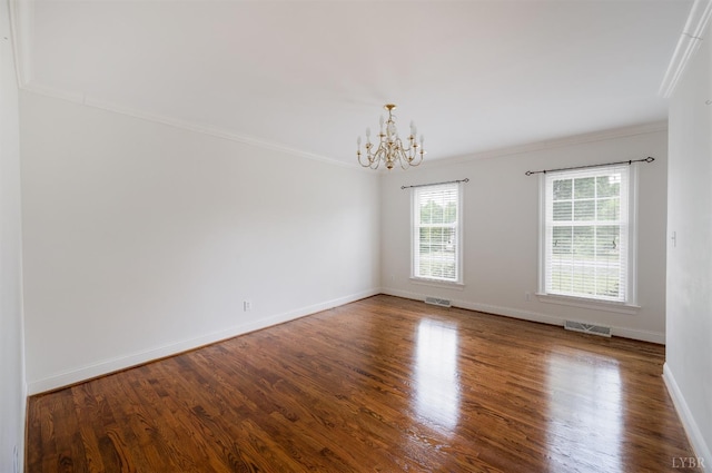 528 Lady Slipper Ln, Lynchburg, VA 24502 - empty room with a chandelier, wood finished floors, and ornamental molding