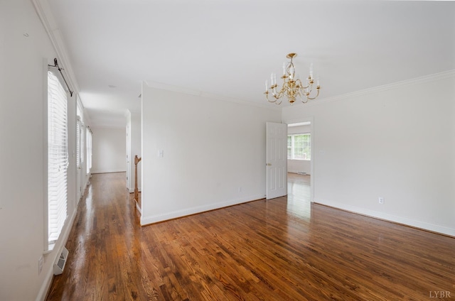 528 Lady Slipper Ln, Lynchburg, VA 24502 - unfurnished room featuring ornamental molding, wood finished floors, and a chandelier