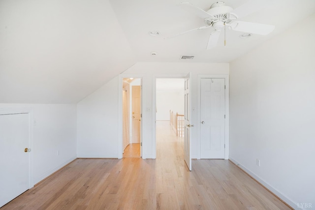 1348 Lake Shore Dr, Forest, VA 24551 - additional living space with light wood-type flooring, baseboards, ceiling fan, and vaulted ceiling