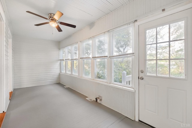 507 Henry St, Gretna, VA 24557 - unfurnished sunroom with visible vents and wooden walls