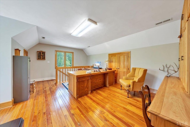 122 Gravelly Ridge Rd, Troutville, VA 24175 - office with light wood finished floors, lofted ceiling, and visible vents