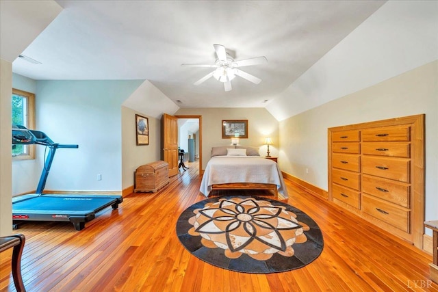 122 Gravelly Ridge Rd, Troutville, VA 24175 - bedroom with lofted ceiling, baseboards, and light wood-type flooring