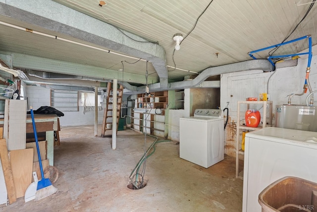 600 9th St, Altavista, VA 24517 - unfinished below grade area featuring washing machine and clothes dryer and water heater