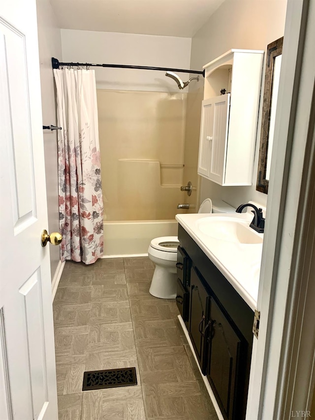 1349 Murray Hollow Rd, Thaxton, VA 24174 - full bath featuring vanity, tile patterned floors, shower / bathtub combination with curtain, and toilet