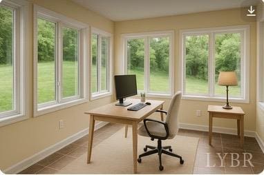 1349 Murray Hollow Rd, Thaxton, VA 24174 - tiled office space featuring baseboards and plenty of natural light