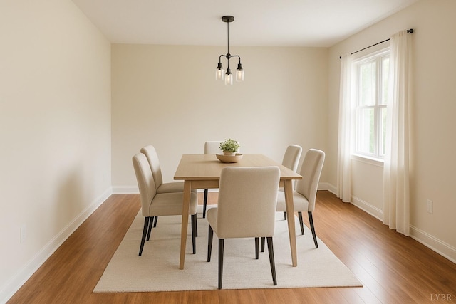 1349 Murray Hollow Rd, Thaxton, VA 24174 - dining area with wood finished floors, a chandelier, and baseboards