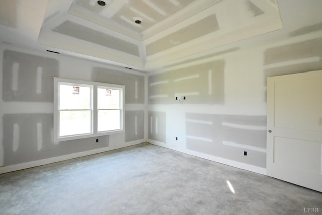 25 Stoney Ridge Blvd, Forest, VA 24551 - empty room with unfinished concrete floors and a raised ceiling