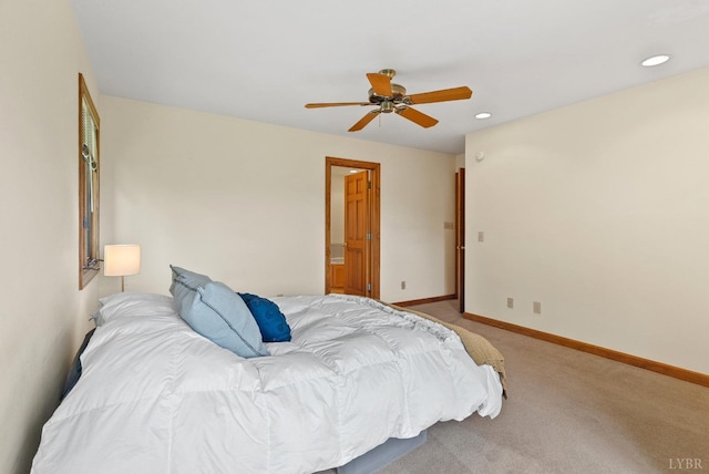 885 Cresthill Rd, Lynchburg, VA 24504 - carpeted bedroom featuring baseboards, recessed lighting, and ceiling fan