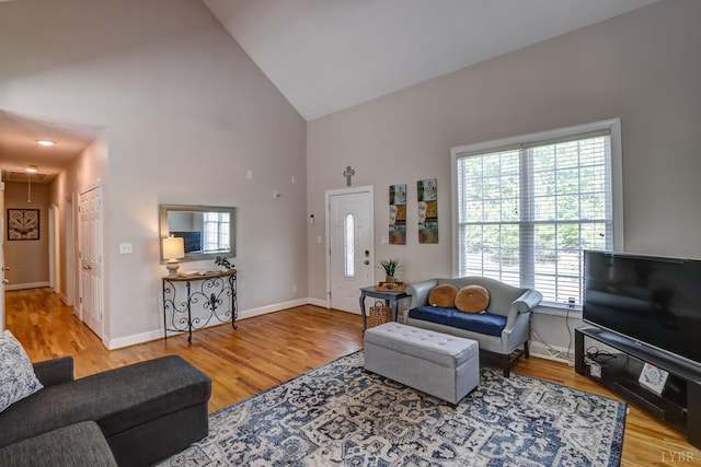 22 Semmes Ct, Rustburg, VA 24588 - living room with high vaulted ceiling and wood finished floors