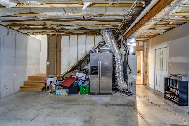 22 Semmes Ct, Rustburg, VA 24588 - unfinished below grade area with stainless steel fridge and heating unit