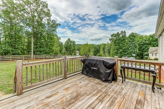 22 Semmes Ct, Rustburg, VA 24588 - wooden terrace with a grill and a fenced backyard