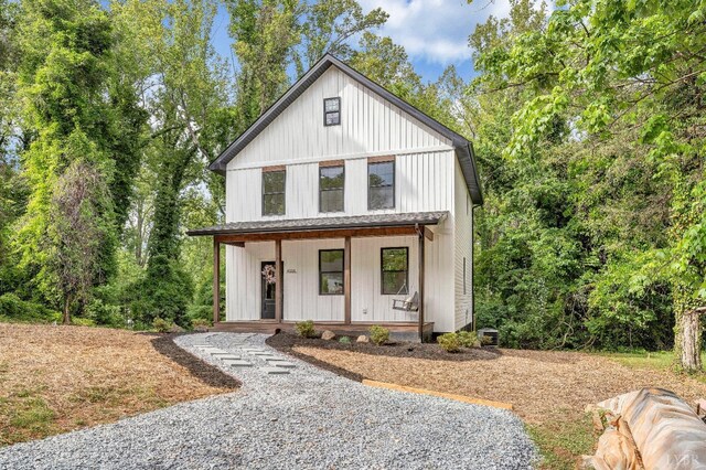 modern inspired farmhouse featuring a porch