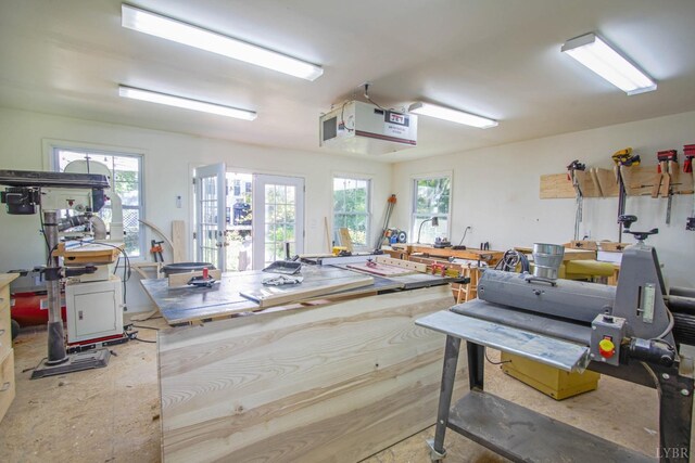 miscellaneous room featuring plenty of natural light and a workshop area