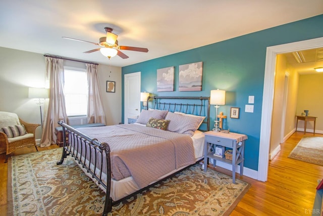 3845 Peakland Pl, Lynchburg, VA 24503 - bedroom featuring attic access, wood finished floors, and ceiling fan