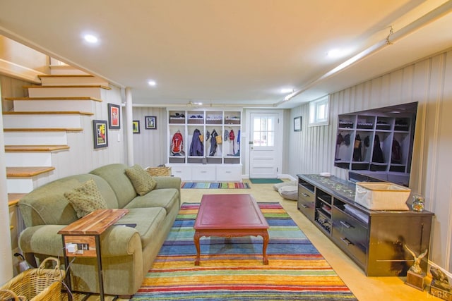 3845 Peakland Pl, Lynchburg, VA 24503 - living area with stairs and recessed lighting