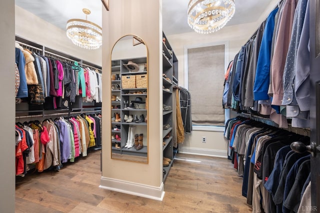 1228 Mill Dam Ln, Forest, VA 24551 - walk in closet featuring a chandelier and wood finished floors