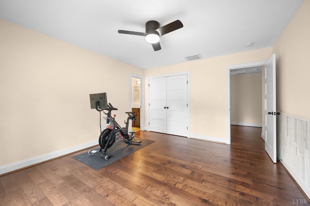 1228 Mill Dam Ln, Forest, VA 24551 - workout area with ceiling fan, wood finished floors, and baseboards