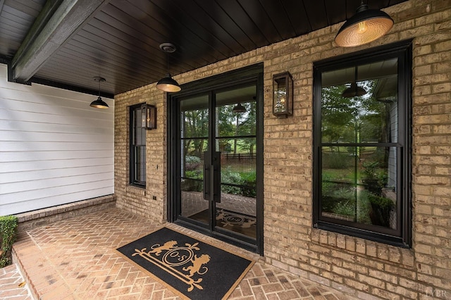 1228 Mill Dam Ln, Forest, VA 24551 - doorway to property with covered porch, brick siding, and french doors