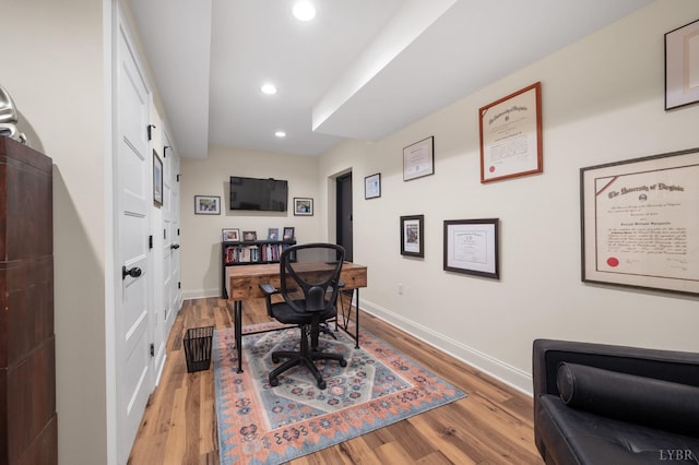 1228 Mill Dam Ln, Forest, VA 24551 - office area featuring wood finished floors, recessed lighting, and baseboards