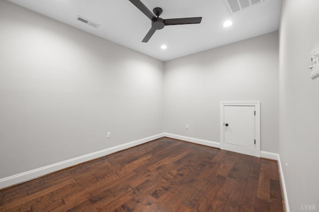1228 Mill Dam Ln, Forest, VA 24551 - empty room with ceiling fan, dark wood-style flooring, recessed lighting, and baseboards