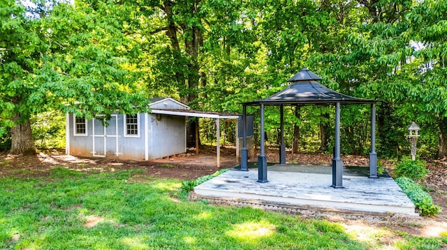 7230 Wards Rd, Rustburg, VA 24588 - view of grassy yard featuring a gazebo, an outbuilding, and a shed