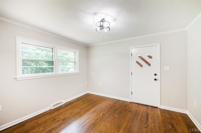 7230 Wards Rd, Rustburg, VA 24588 - foyer entrance featuring wood finished floors, ornamental molding, and baseboards