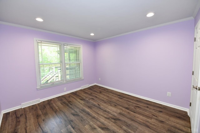 2130 Burnt Bridge Rd, Lynchburg, VA 24503 - spare room with dark wood finished floors, baseboards, recessed lighting, and ornamental molding