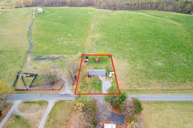 4100 Roark Mill Rd, Hurt, VA 24563 - aerial view of sparsely populated area with property parcel outlined