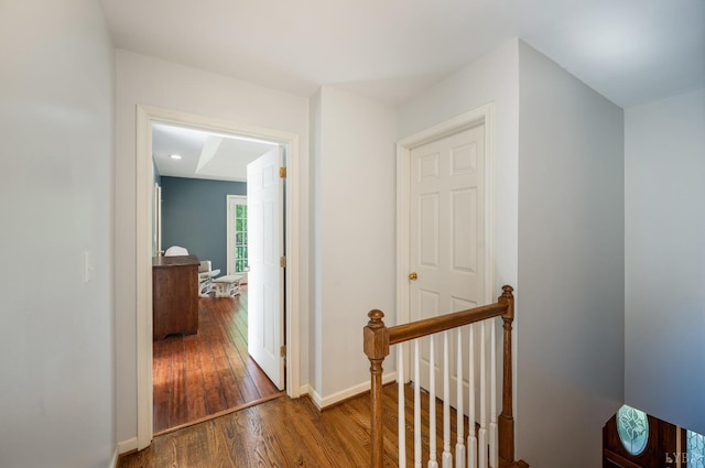 1068 Huckleberry Ln, Lynchburg, VA 24503 - hall featuring an upstairs landing, wood finished floors, and baseboards