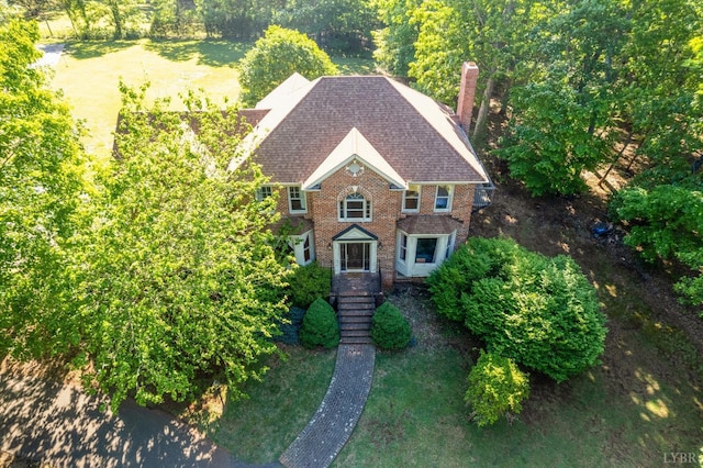 1068 Huckleberry Ln, Lynchburg, VA 24503 - view of front of house with a chimney, brick siding, and a shingled roof