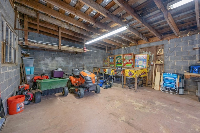 500 Leftwich St, Gretna, VA 24557 - misc room with concrete flooring, a garage, and concrete block wall