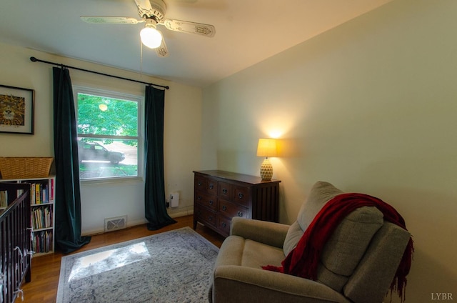1426 Nelson Dr, Lynchburg, VA 24502 - living area with wood finished floors and a ceiling fan