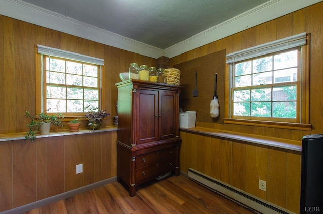 1426 Nelson Dr, Lynchburg, VA 24502 - home office featuring a baseboard heating unit, plenty of natural light, wood finished floors, and crown molding