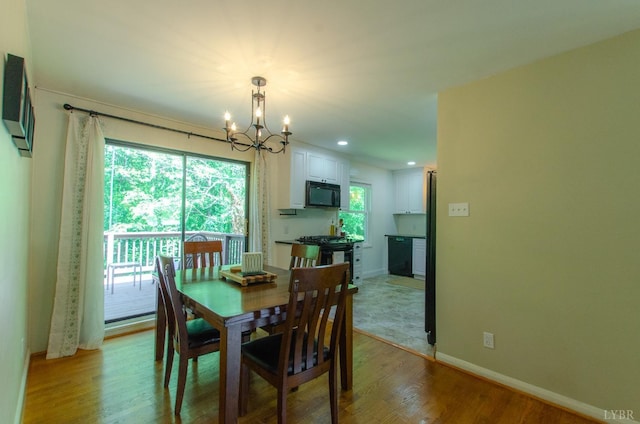 1426 Nelson Dr, Lynchburg, VA 24502 - dining area featuring a chandelier, light wood-style floors, and recessed lighting