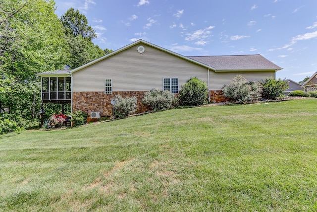 206 Bella Ct, Lynchburg, VA 24502 - view of side of home featuring a sunroom, a yard, and brick siding