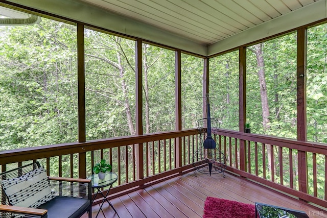 206 Bella Ct, Lynchburg, VA 24502 - unfurnished sunroom with a forest view