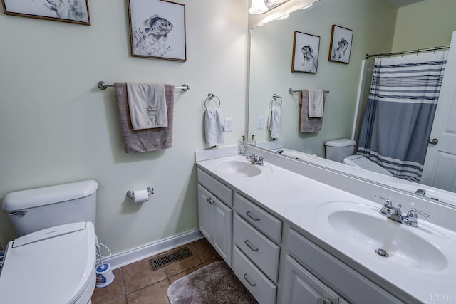 206 Bella Ct, Lynchburg, VA 24502 - full bathroom with toilet, baseboards, tile patterned floors, and double vanity