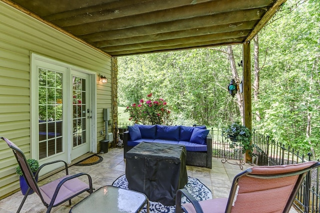 206 Bella Ct, Lynchburg, VA 24502 - view of patio / terrace with an outdoor living space, french doors, and fence