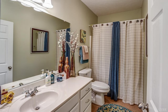 206 Bella Ct, Lynchburg, VA 24502 - bathroom with vanity, tile patterned flooring, toilet, and a shower with shower curtain
