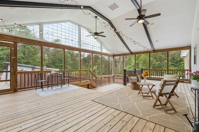 112 Cedarwood Ct, Forest, VA 24551 - sunroom / solarium featuring a ceiling fan and lofted ceiling