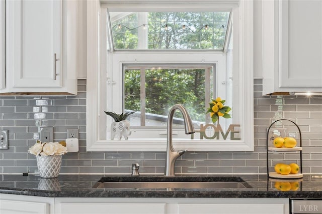 112 Cedarwood Ct, Forest, VA 24551 - kitchen with a sink, white cabinets, and tasteful backsplash