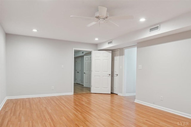 112 Cedarwood Ct, Forest, VA 24551 - empty room featuring light wood-type flooring, baseboards, recessed lighting, and ceiling fan