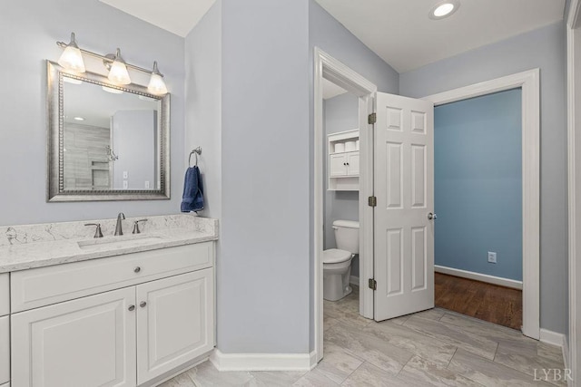 4936 Mountain Laurel Dr, Lynchburg, VA 24503 - full bathroom featuring vanity, toilet, baseboards, and recessed lighting