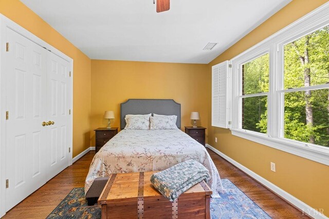 4936 Mountain Laurel Dr, Lynchburg, VA 24503 - bedroom featuring baseboards, wood finished floors, and a ceiling fan